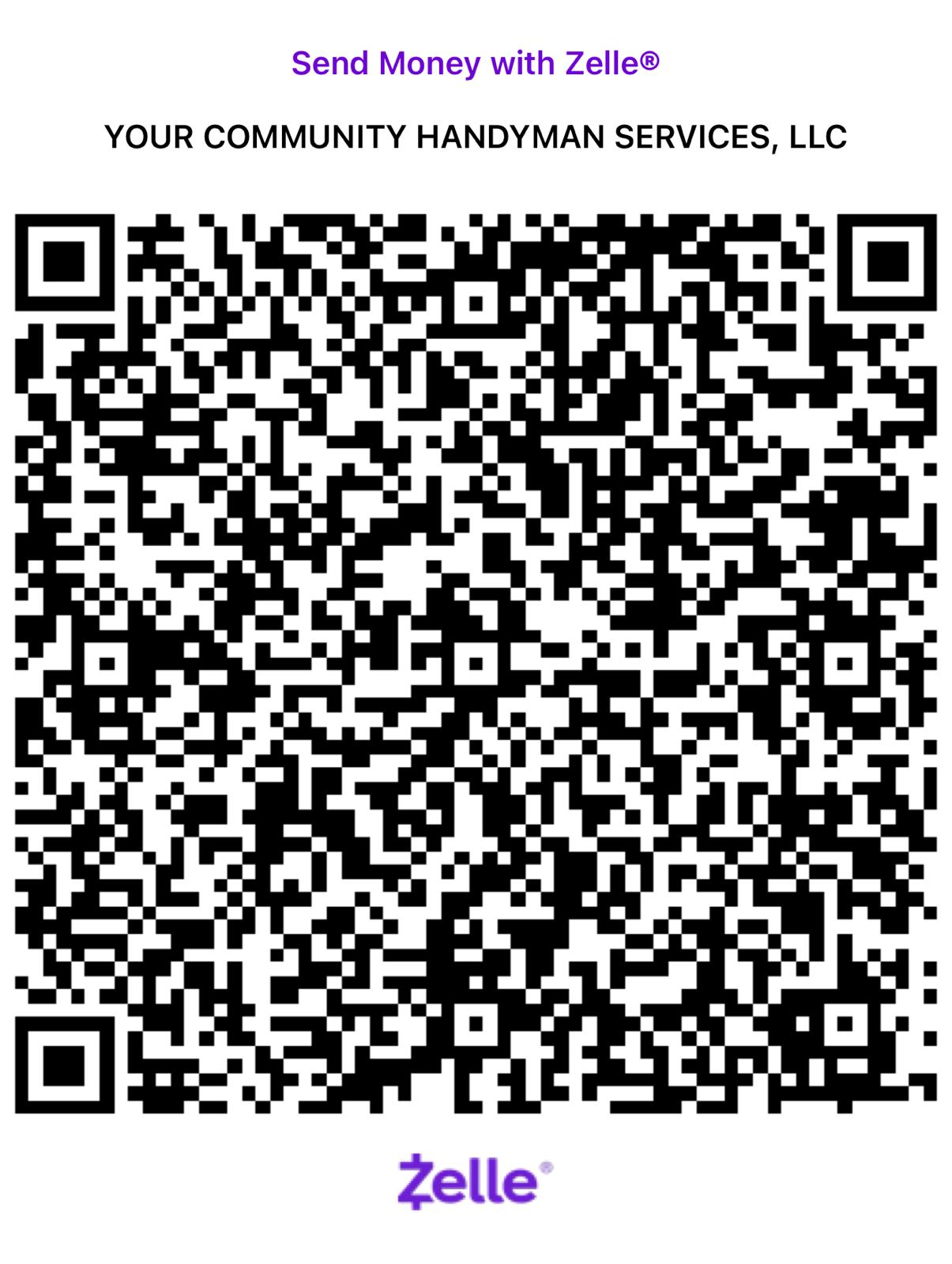 Zelle QR code for Your Community Handyman Services, LLC